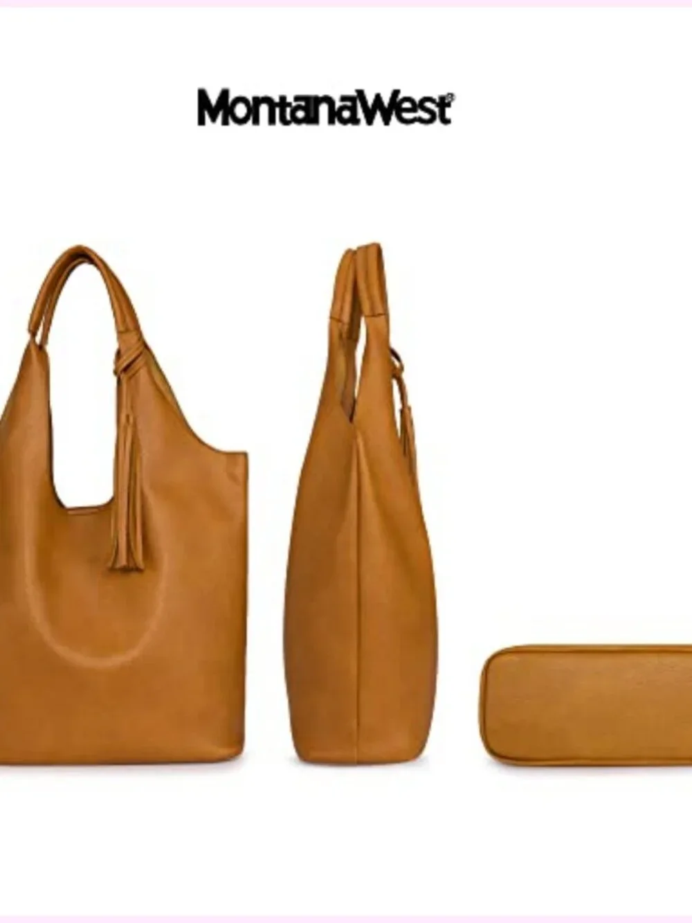 Slouchy Hobo Bag with Tassel Detailing and Matching Wallet